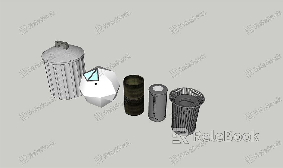 Modern trash can garbage sorting station garbage bin garbage room sorting bin model