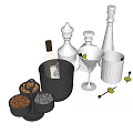 Barware Set with Wine Bottle Cocktail Shaker Martini Glass Ice Bucket Nut Bowls Stir Sticks
