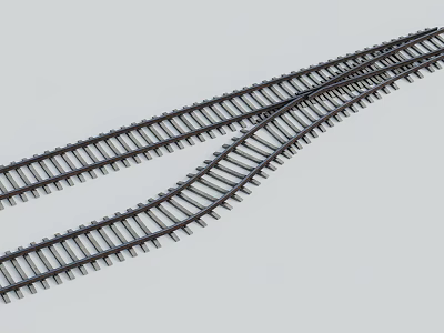 Railroad Tracks Crossing On Gray Background For Model Train Set 3d model