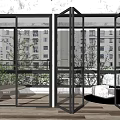Modern Interior Sliding Doors With Black Frames Glass In Open And Closed States