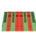 Playful Colorful Striped Toy Structure With Brown Ramp And Green Components