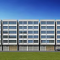 Aerial Planning Of Modern Multi Story Building With Windows Ground Garages Front Lawn And Cars