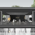 Modern Simple Sinking Courtyard Landscape Gallery Pavilion 3d model