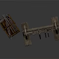 Industrial Equipment Wooden Tool Rack With Hanging Tools And Small Storage Box