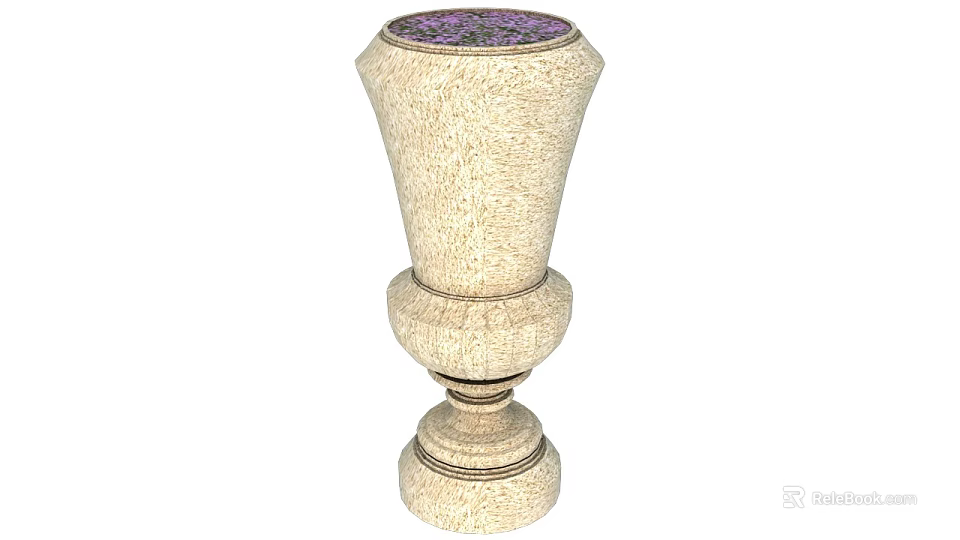 Public Facility Beige Pedestal Based Column Structure With Purple Top Decoration 3d model 