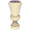 Public Facility Beige Pedestal Based Column Structure With Purple Top Decoration