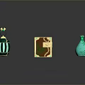 Other Decorative Pieces Featuring Green Glass Perfume Bottle Jewelry Box And Vase With Gold Accents