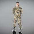 Inflatable Male Figure In Camouflage Uniform Standing Pose With Realistic Design