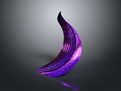 Purple Crescent Shaped Textured Modern Architectural Decorative Structure With Glossy Surface 3d model