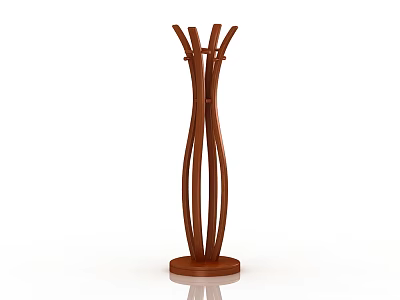 Sturdy Wooden Standing Coat Rack With Modern Elegant Curved Design And Round Base 3d model