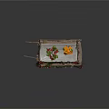 Vintage Flower Cart Decorated With Colorful Flowers Fruits And Green Vines On Wooden Wheels