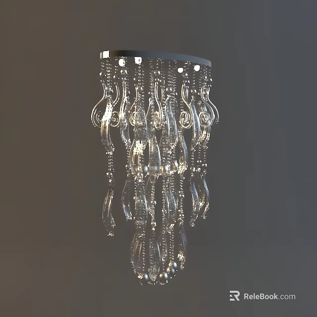 Elegant Sparkling Crystal Chandelier With Dangling Glass Elements And Modern Design 3d model 
