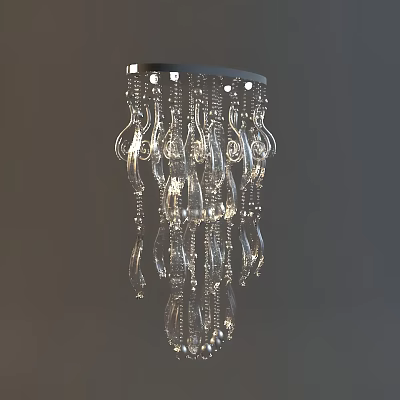 Elegant Sparkling Crystal Chandelier With Dangling Glass Elements And Modern Design 3d model
