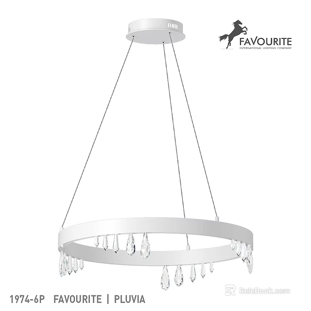Modern Round Chandelier With Crystal Pendants And White Metal Frame 3d model 
