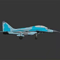 Blue Camouflage Fighter Jet Model With Detailed Structure And Reflective Display Surface