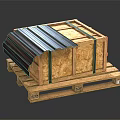 Wooden Crate With Metal Straps On Wooden Pallet For Secure Shipping And Storage