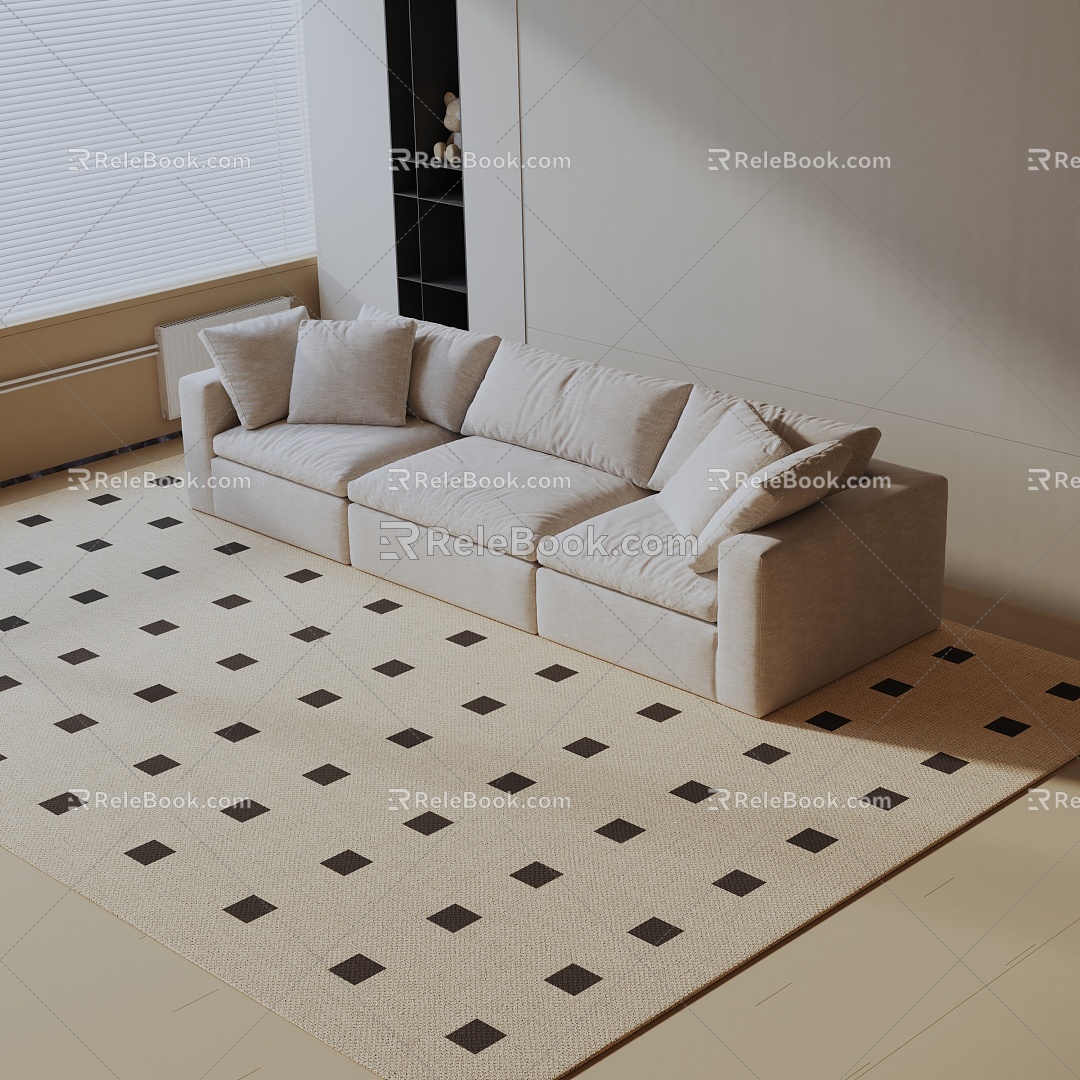 Modern three-seat sofa 3d model