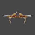 Futuristic Yellow Brown Multi Rotor Drone With Sleek Body And Propellers