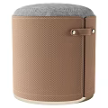 Modern Textured Gray And Brown Ottomans With Leather Handles For Living Room
