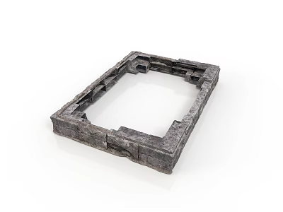 Architectural Building Frame In Gray Stone With Square Open Structure And Textured Design 3d model