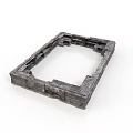 Architectural Building Frame In Gray Stone With Square Open Structure And Textured Design