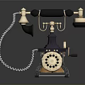 Vintage Electronic Telephone With Classic Rotary Dial Coiled Cord And Metal Components