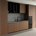 Sleek Modern Kitchen Wooden Cabinets With Natural Stone Countertop Faucet And Backsplash Design