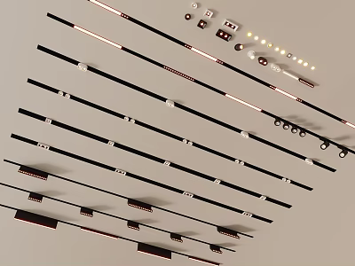 Modern Downlights And Spotlights With LED Bulbs And Installation Components 3d model