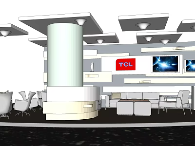 TCL Showroom Interior With Sofa Seating TV Screens And Display Counter 3d model