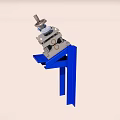 Blue Manual Mechanical Device With White Handle And Metal Components