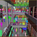 Vibrant Multi Level Commercial Street With Pedestrians Shops Lighting Plants And Open Design