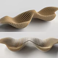 Creative Unique Modern Outdoor Chair With Wavy Wooden Layered Structure Design