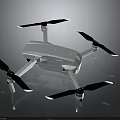 Professional White Drone Equipment Featuring Four Black Propellers And Modern Design