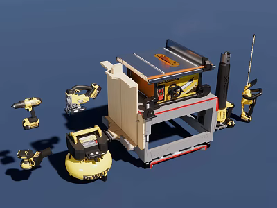 Industrial Equipment Including Table Saw Angle Grinder Vacuum And Power Tools 3d model