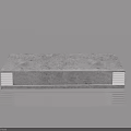 Gray Textured Swing Door With Side Striped Decor And Reflective Base 3d model
