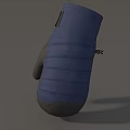 Blue And Gray Fabric Glove With Striped Design And Adjustable Strap 3d model