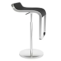Modern Bar Stool With Black Seat Metal Frame Adjustable Height Round Base 3d model