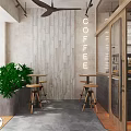 Modern Milk Tea Shop Interior With Counter And Display Case 3d model