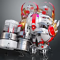 Futuristic Mechanical Creature With Red White Silver Metallic Components And Transparent Structural Design 3d model