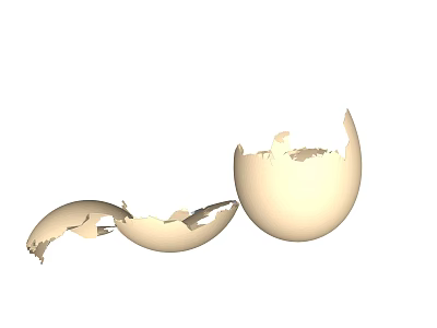 White Broken Egg Shells Scattered With Cracked Fragments On Surface 3d model