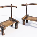 Handcrafted Wooden Leisure Chairs with Curved Frame and Rustic Natural Design for Compact Casual Seating