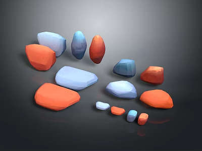 Colorful Various Shaped Natural Stone Materials Collection Featuring Textured Surfaces And Decorative Elements 3d model