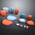 Colorful Various Shaped Natural Stone Materials Collection Featuring Textured Surfaces And Decorative Elements