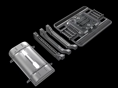 Metal Mechanical Components With Grid Frame Long Bars And Box Structure 3d model