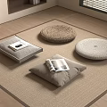 Cozy Room Floor Setup With Woven Mats And Cushions Holding Magazines