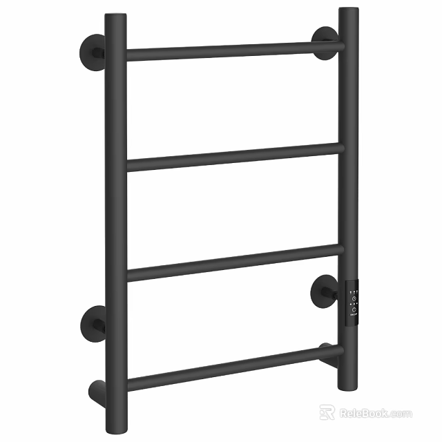 Modern Black Bathroom Towel Rack With Multiple Bars For Wall Mounting 3d model 