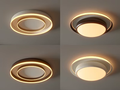 Modern Round Ceiling Lights With Glowing LED Rings And Different Frame Colors 3d model