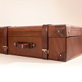 Brown Leather Vintage Trunk With Straps Metal Buckles And Handle