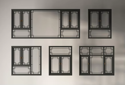 Chinese-style window new Chinese-style window casement window glass window door window bay window floor-to-ceiling window 3d model