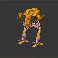 Futuristic Yellow Mechanical Quadruped Robot With Armored Body And Mechanical Legs